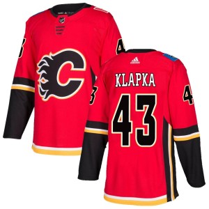 Adam Klapka Men's Adidas Calgary Flames Authentic Red Home Jersey