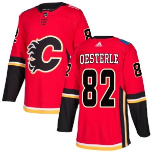 Jordan Oesterle Men's Adidas Calgary Flames Authentic Red Home Jersey