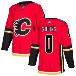 Kristians Rubins Men's Adidas Calgary Flames Authentic Red Home Jersey