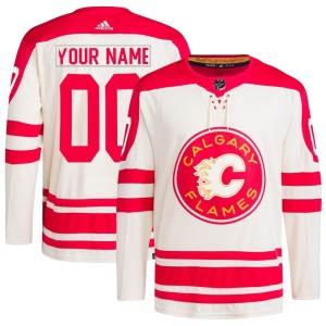 Custom Youth Adidas Calgary Flames Authentic Cream Custom 2023 Heritage Classic Primegreen Jersey