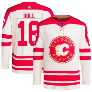 Brett Hull Youth Adidas Calgary Flames Authentic Cream 2023 Heritage Classic Primegreen Jersey