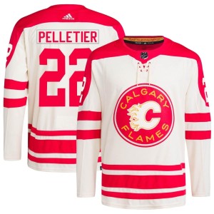 Jakob Pelletier Youth Adidas Calgary Flames Authentic Cream 2023 Heritage Classic Primegreen Jersey