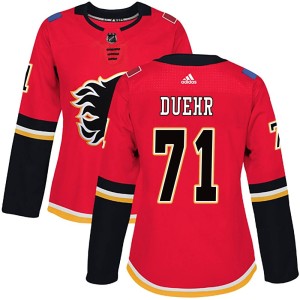 Walker Duehr Women's Adidas Calgary Flames Authentic Red Home Jersey