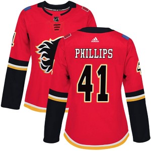 Matthew Phillips Women's Adidas Calgary Flames Authentic Red Home Jersey
