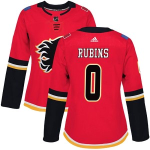 Kristians Rubins Women's Adidas Calgary Flames Authentic Red Home Jersey