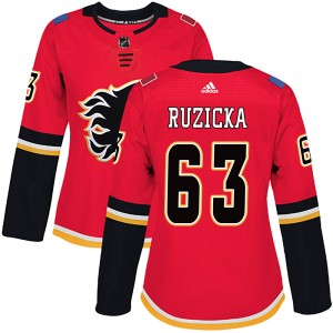 Adam Ruzicka Women's Adidas Calgary Flames Authentic Red Home Jersey