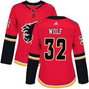 Dustin Wolf Women's Adidas Calgary Flames Authentic Red Home Jersey