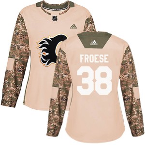 Byron Froese Women's Adidas Calgary Flames Authentic Camo ized Veterans Day Practice Jersey