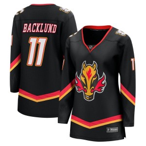Mikael Backlund Women's Fanatics Branded Calgary Flames Premier Black Breakaway 2022/23 Alternate Jersey
