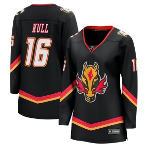 Brett Hull Women's Fanatics Branded Calgary Flames Premier Black Breakaway 2022/23 Alternate Jersey