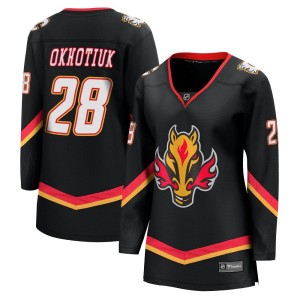 Nikita Okhotiuk Women's Fanatics Branded Calgary Flames Premier Black Breakaway 2022/23 Alternate Jersey