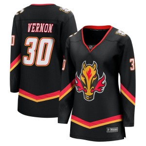 Mike Vernon Women's Fanatics Branded Calgary Flames Premier Black Breakaway 2022/23 Alternate Jersey