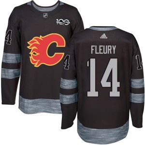Theoren Fleury Men's Calgary Flames Authentic Black 1917-2017 100th Anniversary Jersey