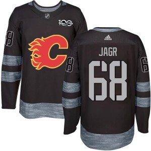 Jaromir Jagr Men's Calgary Flames Authentic Black 1917-2017 100th Anniversary Jersey