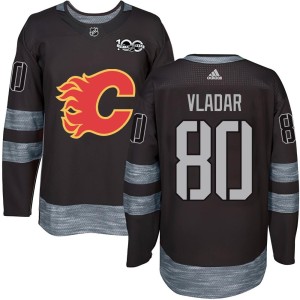 Dan Vladar Men's Calgary Flames Authentic Black 1917-2017 100th Anniversary Jersey