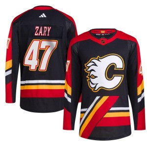 Connor Zary Youth Adidas Calgary Flames Authentic Black Reverse Retro 2.0 Jersey