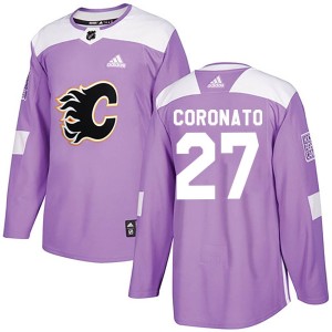 Matt Coronato Youth Adidas Calgary Flames Authentic Purple Fights Cancer Practice Jersey