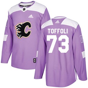 Tyler Toffoli Youth Adidas Calgary Flames Authentic Purple Fights Cancer Practice Jersey