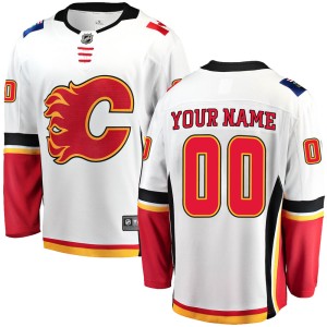 Custom Men's Fanatics Branded Calgary Flames Breakaway White Custom Away Jersey
