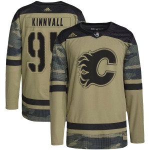 Johannes Kinnvall Men's Adidas Calgary Flames Authentic Camo Military Appreciation Practice Jersey