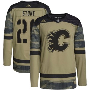 Michael Stone Men's Adidas Calgary Flames Authentic Camo Military Appreciation Practice Jersey