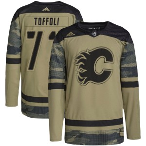 Tyler Toffoli Men's Adidas Calgary Flames Authentic Camo Military Appreciation Practice Jersey