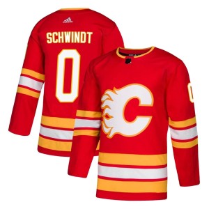 Cole Schwindt Youth Adidas Calgary Flames Authentic Red Alternate Jersey