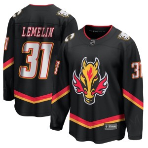 Rejean Lemelin Youth Fanatics Branded Calgary Flames Premier Black Breakaway 2022/23 Alternate Jersey