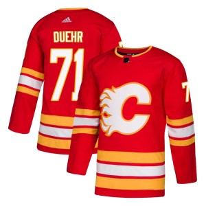Walker Duehr Men's Adidas Calgary Flames Authentic Red Alternate Jersey