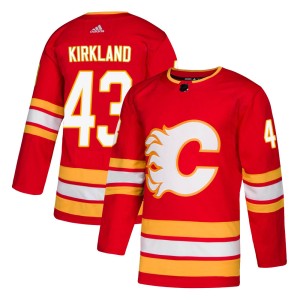 Justin Kirkland Men's Adidas Calgary Flames Authentic Red Alternate Jersey