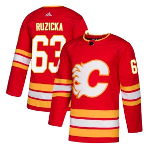 Adam Ruzicka Men's Adidas Calgary Flames Authentic Red Alternate Jersey