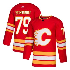 Cole Schwindt Men's Adidas Calgary Flames Authentic Red Alternate Jersey