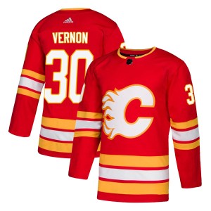 Mike Vernon Men's Adidas Calgary Flames Authentic Red Alternate Jersey