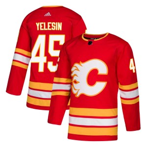Alexander Yelesin Men's Adidas Calgary Flames Authentic Red Alternate Jersey