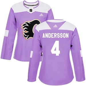 Rasmus Andersson Women's Adidas Calgary Flames Authentic Purple Fights Cancer Practice Jersey