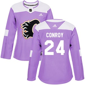 Craig Conroy Women's Adidas Calgary Flames Authentic Purple Fights Cancer Practice Jersey