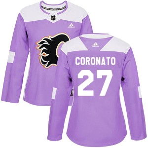 Matt Coronato Women's Adidas Calgary Flames Authentic Purple Fights Cancer Practice Jersey