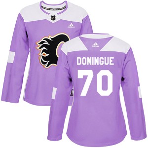 Louis Domingue Women's Adidas Calgary Flames Authentic Purple Fights Cancer Practice Jersey