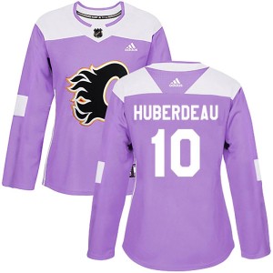 Jonathan Huberdeau Women's Adidas Calgary Flames Authentic Purple Fights Cancer Practice Jersey