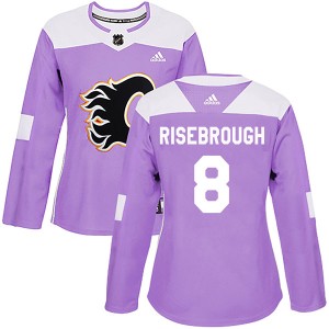 Doug Risebrough Women's Adidas Calgary Flames Authentic Purple Fights Cancer Practice Jersey