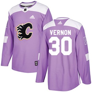 Mike Vernon Men's Adidas Calgary Flames Authentic Purple Fights Cancer Practice Jersey