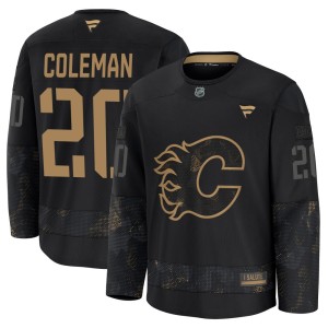 Blake Coleman Youth Fanatics Calgary Flames Premium Black 2024 Military Appreciation Practice Jersey
