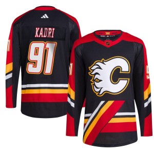 Nazem Kadri Men's Adidas Calgary Flames Authentic Black Reverse Retro 2.0 Jersey
