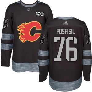 Martin Pospisil Youth Calgary Flames Authentic Black 1917-2017 100th Anniversary Jersey