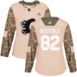 Jordan Oesterle Women's Adidas Calgary Flames Authentic Camo Veterans Day Practice Jersey