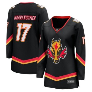 Yegor Sharangovich Women's Fanatics Branded Calgary Flames Premier Black Breakaway 2022/23 Alternate Jersey