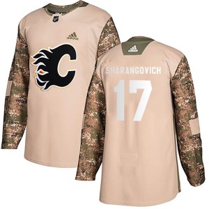 Yegor Sharangovich Men's Adidas Calgary Flames Authentic Camo Veterans Day Practice Jersey