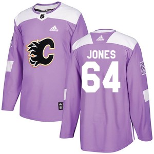 Ben Jones Youth Adidas Calgary Flames Authentic Purple Fights Cancer Practice Jersey