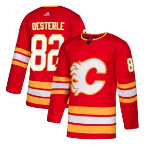 Jordan Oesterle Men's Adidas Calgary Flames Authentic Red Alternate Jersey
