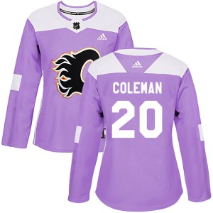 Blake Coleman Women's Adidas Calgary Flames Authentic Purple Fights Cancer Practice Jersey